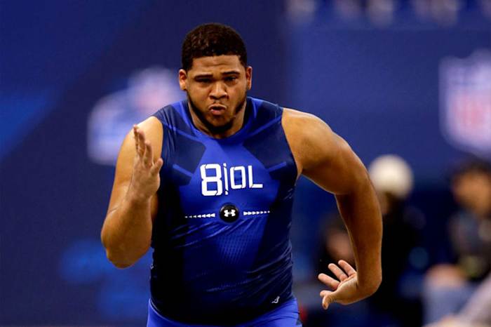 Collins at the combine. (AJ Mast for Sports Illustrated/The MMQB)